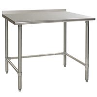 Eagle Group UT3048GTEB 30 inch x 48 inch Open Base Stainless Steel Commercial Work Table with 1 1/2 inch Backsplash