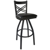 BFM Seating Akrin Metal Barstool with 2" Black Vinyl Swivel Seat