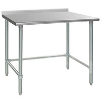 Eagle Group UT3048STB 30 inch x 48 inch Open Base Stainless Steel Commercial Work Table with 1 1/2 inch Backsplash