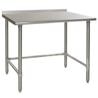 Eagle Group UT3048STE 30 inch x 48 inch Open Base Stainless Steel Commercial Work Table with 1 1/2 inch Backsplash