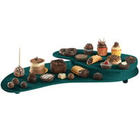 Tablecraft CW16080HGNS Hunter Green with White Speckle Cast Aluminum 25 inch x 10 inch Two Tiered Platter
