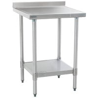 Eagle Group T3036EM-BS 30 inch x 36 inch Stainless Steel Work Table with Galvanized Undershelf and 4 1/2 inch Backsplash