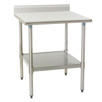Eagle Group T3030EB-BS 30 inch x 30 inch Stainless Steel Work Table with Galvanized Undershelf and 4 1/2 inch Backsplash