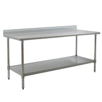 Eagle Group T2484E-BS 24" x 84" Stainless Steel Work Table with Galvanized Undershelf and 4 1/2" Backsplash