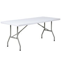 Flash Furniture Folding Table, 30" x 72" Plastic, White Granite - RB-3072-GG