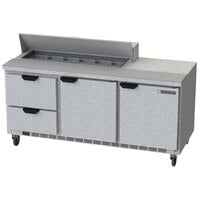 Beverage-Air SPED72HC-12C-2 72 inch 2 Door 2 Drawer Cutting Top Refrigerated Sandwich Prep Table with 17 inch Wide Cutting Board
