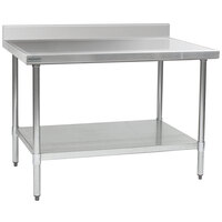 Eagle Group T3048EM-BS 30 inch x 48 inch Stainless Steel Work Table with Galvanized Undershelf and 4 1/2 inch Backsplash