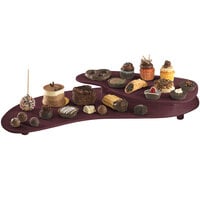 Tablecraft CW16080MAS 25 inch x 10 inch Maroon Speckle Cast Aluminum Two Tiered Platter