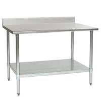 Eagle Group T3048SEB-BS 30 inch x 48 inch Stainless Steel Work Table with Undershelf and 4 1/2 inch Backsplash