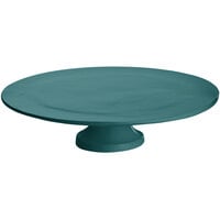 Tablecraft CW17005HGN 14 inch x 4 inch Hunter Green Cast Aluminum Round Platter with Cake Stand