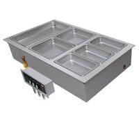 Hatco HWBI-4M Four Compartment Modular / Ganged Drop In Hot Food Wells with 1" Manifold Drain and Split Configuration - 240V, 1 Phase