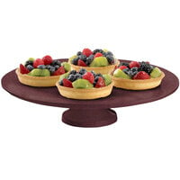 Tablecraft CW17005MAS 14 inch x 4 inch Maroon Speckle Cast Aluminum Round Platter with Cake Stand