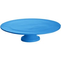 Tablecraft CW17005SBL 14 inch x 4 inch Sky Blue Cast Aluminum Round Platter with Cake Stand
