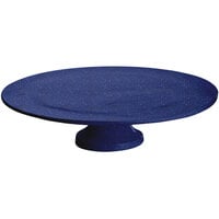 Tablecraft CW17005BS 14 inch x 4 inch Blue Speckle Cast Aluminum Round Platter with Cake Stand