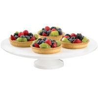Tablecraft CW17005W 14 inch x 4 inch White Cast Aluminum Round Platter with Cake Stand