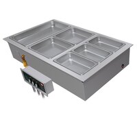 Hatco HWBI-3MA Three Compartment Modular / Ganged Drop In Hot Food Well with 1 inch Manifold Drain and Auto-Fill - 240V, 1 Phase