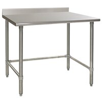 Eagle Group T2460GTB-BS 24 inch x 60 inch Open Base Stainless Steel Commercial Work Table with 4 1/2 inch Backsplash