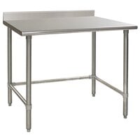 Eagle Group T3048GTEB-BS 30 inch x 48 inch Open Base Stainless Steel Commercial Work Table with 4 1/2 inch Backsplash