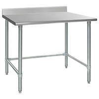 Eagle Group T2460GTE-BS 24 inch x 60 inch Open Base Stainless Steel Commercial Work Table with 4 1/2 inch Backsplash