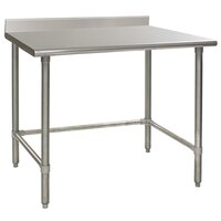 Eagle Group T2460GTE-BS 24 inch x 60 inch Open Base Stainless Steel Commercial Work Table with 4 1/2 inch Backsplash