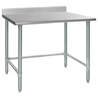 Eagle Group T3048GTE-BS 30 inch x 48 inch Open Base Stainless Steel Commercial Work Table with 4 1/2 inch Backsplash