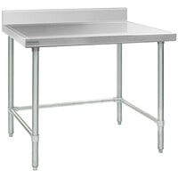 Eagle Group T2460GTEM-BS 24 inch x 60 inch Open Base Stainless Steel Commercial Work Table with 4 1/2 inch Backsplash