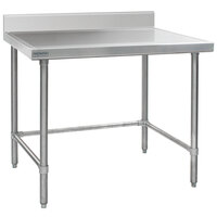 Eagle Group T2460STEM-BS 24 inch x 60 inch Open Base Stainless Steel Commercial Work Table with 4 1/2 inch Backsplash
