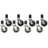 5" Zinc Swivel Stem Work Table Casters with Poly Tread - 8/Set