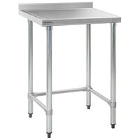 Eagle Group T2424STEM-BS 24 inch x 24 inch Open Base Stainless Steel Commercial Work Table with 4 1/2 inch Backsplash