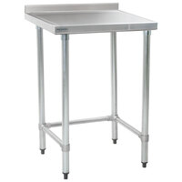 Eagle Group T2430GTEM-BS 24 inch x 30 inch Open Base Stainless Steel Commercial Work Table with 4 1/2 inch Backsplash
