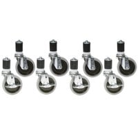 5" Zinc Swivel Stem Work Table Casters with Resilient Tread - 8/Set