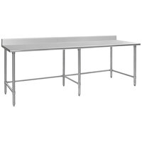 Eagle Group T24108GTEM-BS 24 inch x 108 inch Open Base Stainless Steel Commercial Work Table with 4 1/2 inch Backsplash