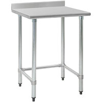 Eagle Group T2430STE-BS 24 inch x 30 inch Open Base Stainless Steel Commercial Work Table with 4 1/2 inch Backsplash