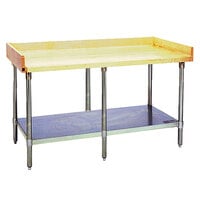Eagle Group MT3096B-BS Wood Top Work Table with Galvanized Undershelf and 4 inch Backsplash - 30 inch x 96 inch