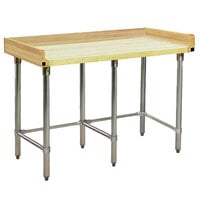 Eagle Group MT3096ST-BS Wood Top Work Table with Stainless Steel Base and 4 inch Backsplash - 30 inch x 96 inch