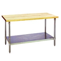 Eagle Group MT2472S Wood Top Work Table with Stainless Steel Base and Undershelf - 24 inch x 72 inch