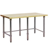 Eagle Group MT2448ST Wood Top Work Table with Stainless Steel Base - 24 inch x 48 inch