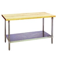 Eagle Group MT3048S Wood Top Work Table with Stainless Steel Base and Undershelf - 30 inch x 48 inch