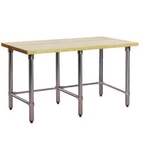 Eagle Group MT3096ST Wood Top Work Table with Stainless Steel Base - 30 inch x 96 inch