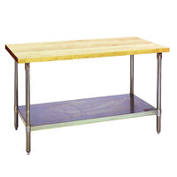 Eagle Group MT2460S Wood Top Work Table with Stainless Steel Base and Undershelf - 24 inch x 60 inch