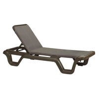 Grosfillex 99515137 / US515137 Marina Bronze Mist / Espresso Stacking Adjustable Resin Sling Chaise - Pack of 2
