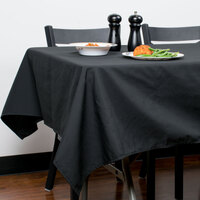 Intedge 54 inch x 120 inch Rectangular Black Hemmed 65/35 Poly/Cotton BlendCloth Table Cover