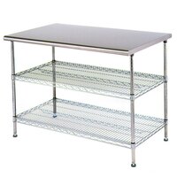 Eagle Group T3048EBW 30 inch x 48 inch Stainless Steel Table with 2 Chrome Wire Undershelves