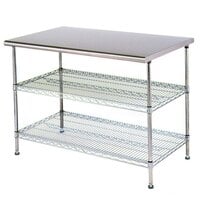 Eagle Group T2460EBW 24 inch x 60 inch Stainless Steel Table with 2 Chrome Wire Undershelves