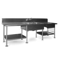 Eagle Group SMPT3096 Stainless Steel Prep Table with Sink, Drawer, Cutting Board, and Undershelf - 96 inch