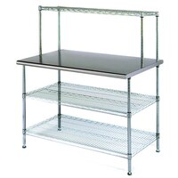 Eagle Group T2448EW-1 24 inch x 48 inch Stainless Steel Table with 2 Chrome Wire Undershelves and 1 Chrome Wire Overshelf