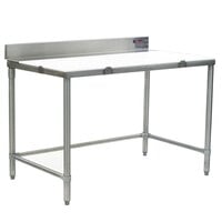 Eagle Group CT2472S-BS 24 inch x 72 inch Poly Top Stainless Steel Cutting Table - Open Base