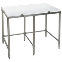 Eagle Group CT24108S 24 inch x 108 inch Poly Top Stainless Steel Cutting Table - Open Base