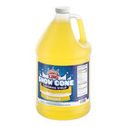 A gallon jug of Carnival King banana-flavored snow cone syrup.
