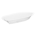 A clear plastic banana split boat dish.